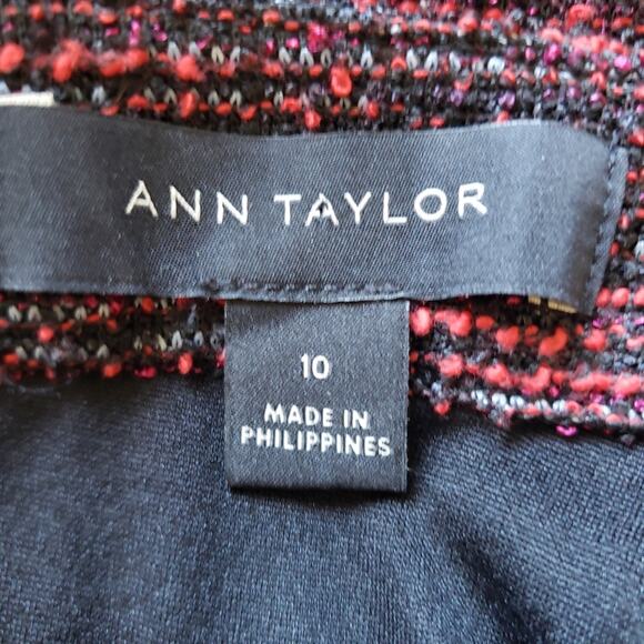 Ann Taylor Red Black Button Closure Midi Length Wrap Pencil Skirt Size 10 - Picture 9 of 10
